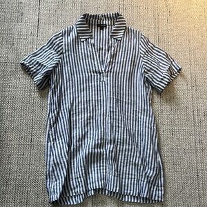 White and Blue Casual Collared JCrew Dress